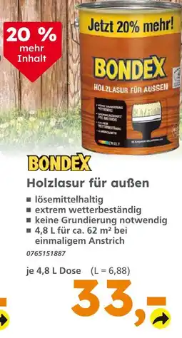Globus Baumarkt Bondex holzlasur für außen Angebot