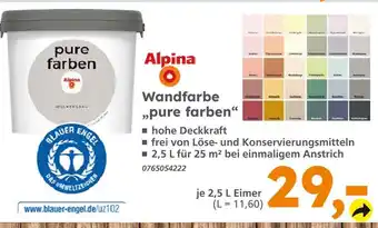 Globus Baumarkt Alpina wandfarbe „pure farben“ Angebot