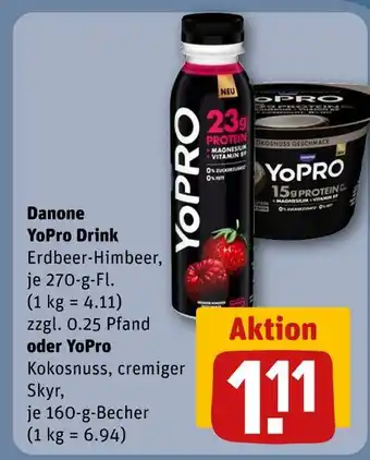 REWE Danone yopro drink erdbeer-himbeer Angebot