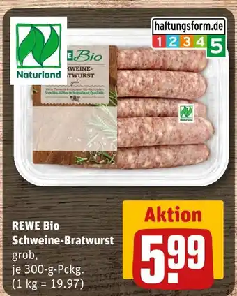 REWE Rewe bio schweine-bratwurst grob Angebot