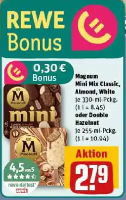 REWE Magnum Mini Mix Classic, Almond, White oder Double Hazelnut Angebot