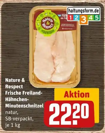 REWE Nature & respect frische freiland-hähnchen-minutenschnitzel Angebot