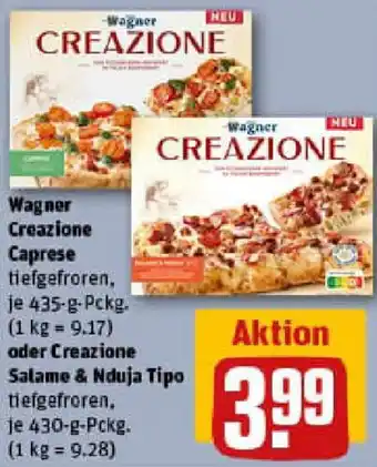 REWE Wagner Creazione Caprese oder Creazione Salame & Nduja Tipo Angebot
