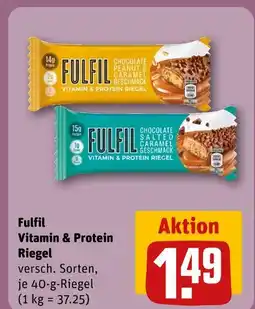 REWE Fulfil chocolate peanut & caramel geschmack vitamin & protein riegel Angebot