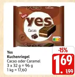 Marktkauf Yes kuchenriegel cacao Angebot
