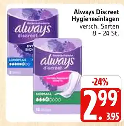 Marktkauf Always discreet hygieneeinlagen Angebot