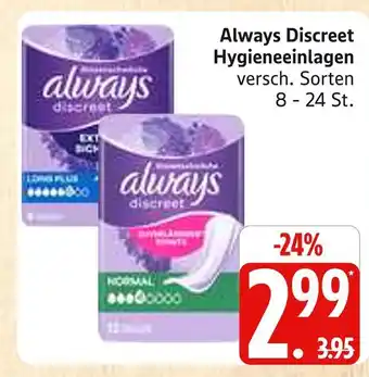 Marktkauf Always discreet hygieneeinlagen Angebot