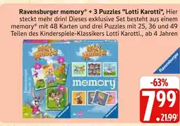 Marktkauf Ravensburger memory + 3 puzzles lotti karotti Angebot