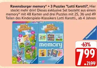 Marktkauf Ravensburger memory + 3 puzzles lotti karotti Angebot