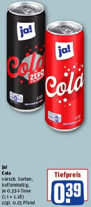 REWE ja! Cola Angebot