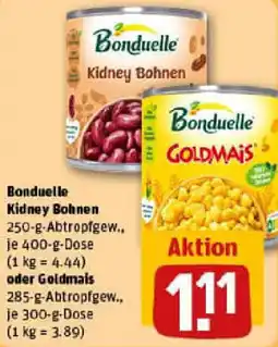 REWE Bonduelle Kidney Bohnen oder Goldmais Angebot