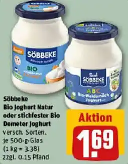 REWE Söbbeke Bio Joghurt Natur oder stichfester Bio Demeter Joghurt Angebot