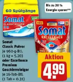 REWE Somat Classic Pulver oder Excellence Premium Geschirrreiniger Angebot