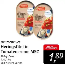 KONSUM Deutsche See Heringsfilet in Tomatencreme MSC Angebot