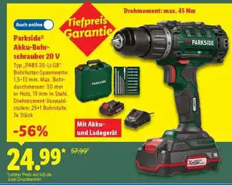 Lidl PARKSIDE Akku-Bohrschrauber 20 V Angebot