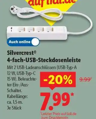 Lidl Silvercrest 4-fach-USB-Steckdosenleiste Angebot