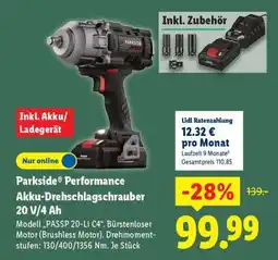 Lidl Parkside Performance Akku-Drehschlagschrauber 20 V/4 Ah Angebot