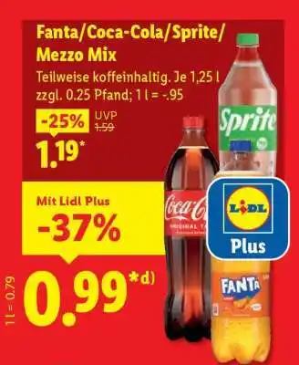 Lidl Fanta / Coca-Cola / Sprite / Mezzo Mix Angebot