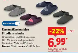Lidl Esmara/Esmara Men Filz-Hausschuhe Angebot