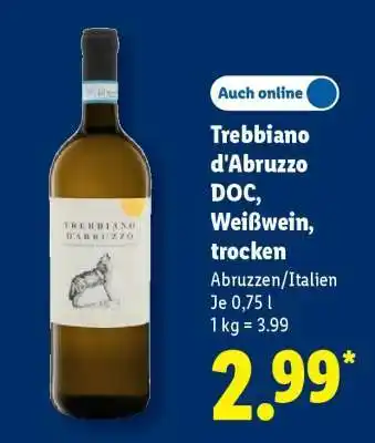 Lidl Trebbiano d'Abruzzo DOC, Weißwein, trocken Angebot