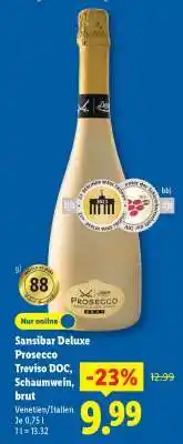 Lidl Sansibar Deluxe Prosecco Treviso DOC, Schaumwein, brut Angebot