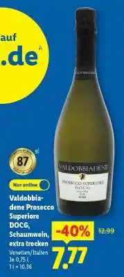 Lidl Valdobbiadene Prosecco Superiore DOCG, Schaumwein, extra trocken Angebot