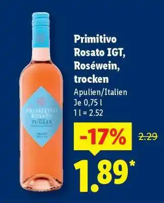 Lidl Primitivo Rosato IGT, Roséwein, trocken Angebot