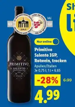 Lidl Primitivo Salento IGP, Rotwein, trocken Angebot