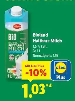 Lidl Bioland Haltbare Milch Angebot