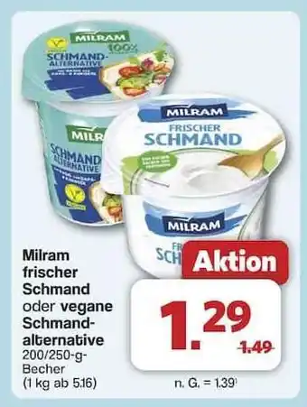 Famila Nord Ost Milram frischer Schmand oder vegane Schmand-alternative Angebot