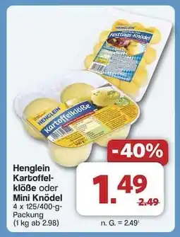 Famila Nord Ost Henglein Kartoffelklöße oder Mini Knödel Angebot