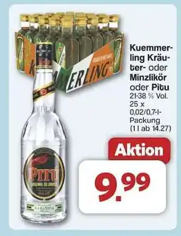Famila Nord Ost Kuemmerling Kräuter- oder Minzlikör oder Pitú Angebot