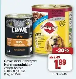 Famila Nord Ost Crave oder Pedigree Hundenassfutter Angebot