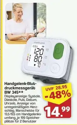 Famila Nord Ost Handgelenk-Blutdruckmessgerät BW 345 Angebot