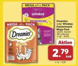 Famila Nord Ost Dreamies oder Whiskas Katzensnack Mega Pack Angebot