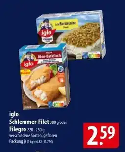 Famila Nord Ost Iglo Schlemmer-Filet oder Filegro Angebot