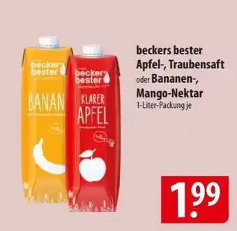 Famila Nord Ost beckers bester Apfel-, Traubensaft oder Bananen-, Mango-Nektar Angebot