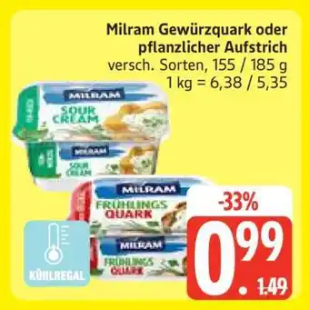 Edeka Milram Gewürzquark oder pflanzlicher Aufstrich Angebot