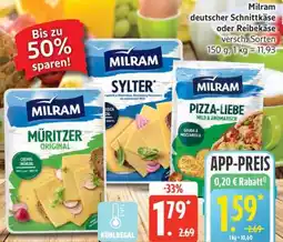 Edeka Milram deutscher Schnittkäse oder Reibekäse Angebot
