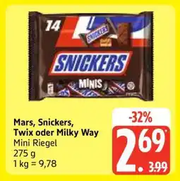 Edeka Mars, Snickers, Twix oder Milky Way Mini Riegel Angebot
