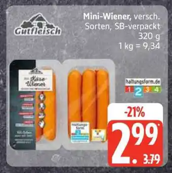 Edeka Mini-Wiener, versch. Sorten, SB-verpackt Angebot