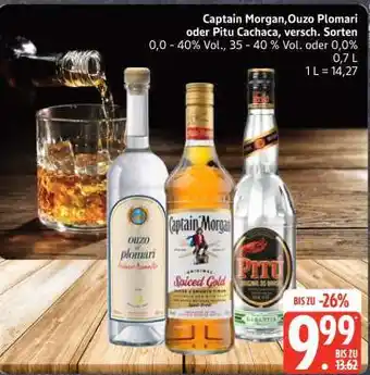 Edeka Captain Morgan, Ouzo Plomari oder Pitu Cachaca Angebot