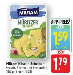 Edeka Milram Käse in Scheiben Angebot