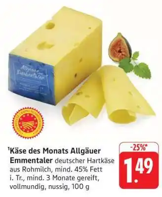 Edeka Käse des Monats Allgäuer Emmentaler Angebot