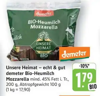 Edeka Unsere Heimat – echt & gut demeter Bio-Heumilch Mozzarella Angebot