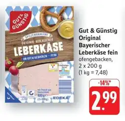 Edeka Gut & Günstig Original Bayerischer Leberkäse fein Angebot
