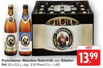 Edeka Franziskaner Weissbier Naturtrüb oder Alkoholfrei Angebot