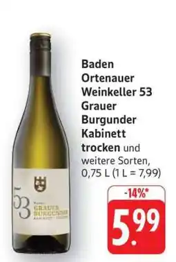 Edeka Baden Ortenauer Weinkeller 53 Grauer Burgunder Kabinett trocken Angebot