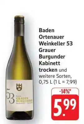 Edeka Baden Ortenauer Weinkeller 53 Grauer Burgunder Kabinett trocken Angebot