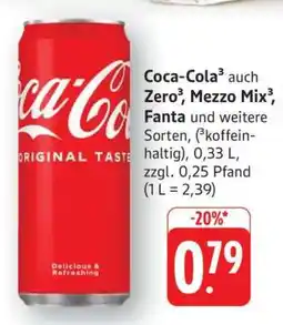 Edeka Coca-Cola, Zero, Mezzo Mix, Fanta Angebot